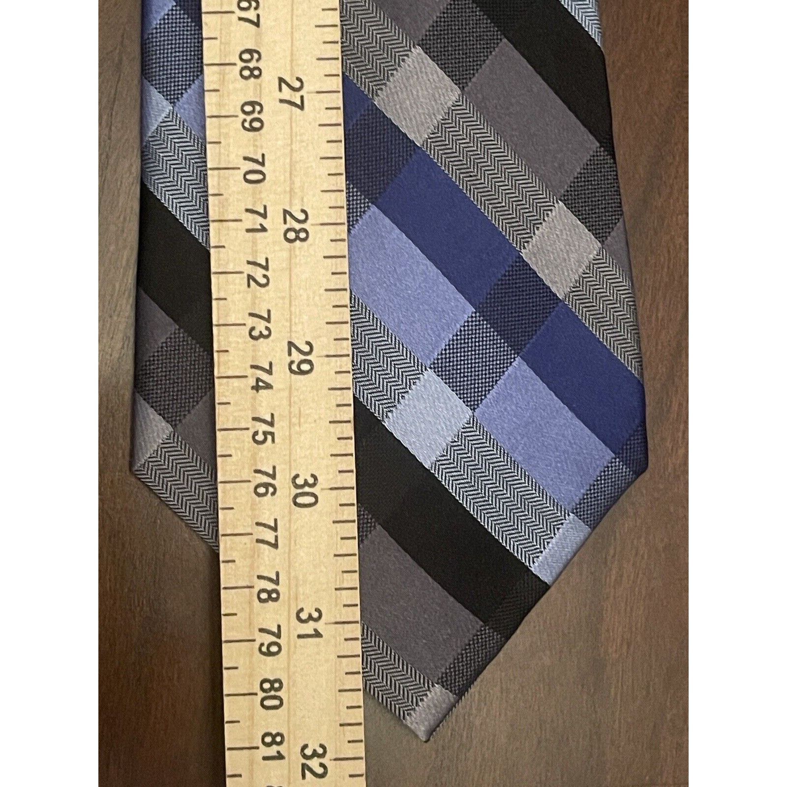 Joseph Abboud Joseph Abboud Blue Black Gray 100% Silk Men’s Extra Long Size ONE SIZE - 6 Thumbnail