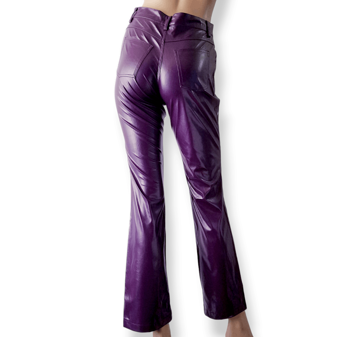 Other Purple Y2K PU Faux Leather Pants By Outer Edge Size 7 Size 29" - 7 Thumbnail