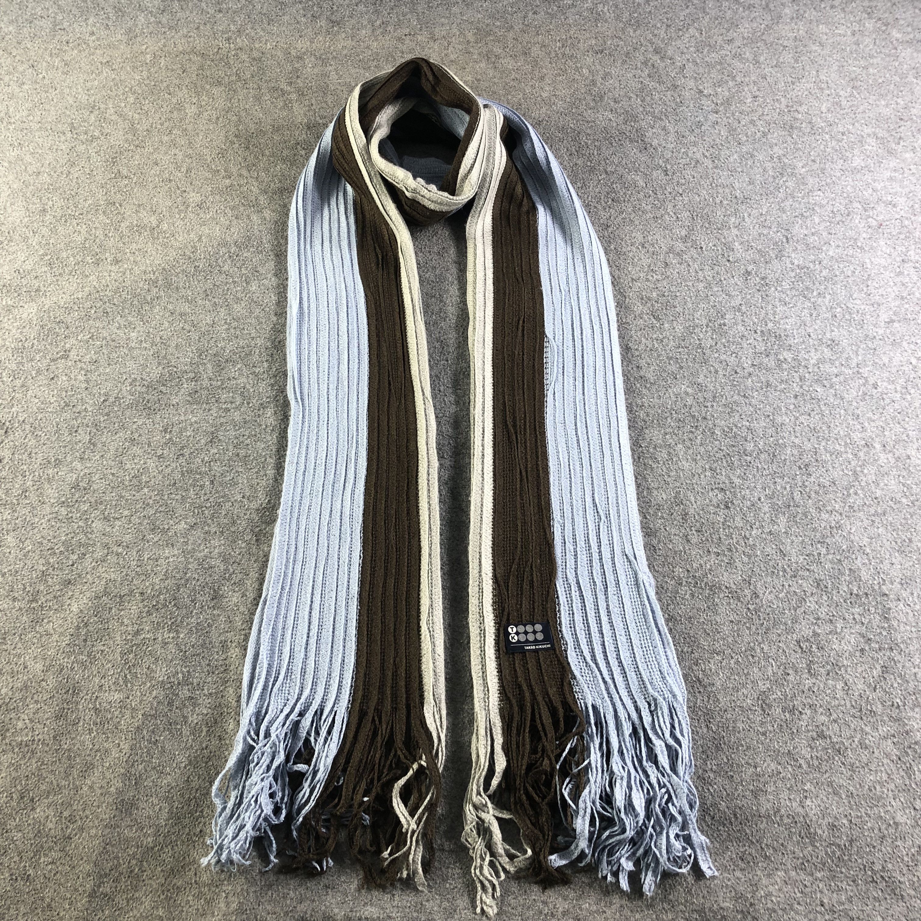 Takeo Kikuchi Takeo Kikuchi Pleated Striped Scarf Muffler V2035 Size ONE SIZE - 1 Thumbnail