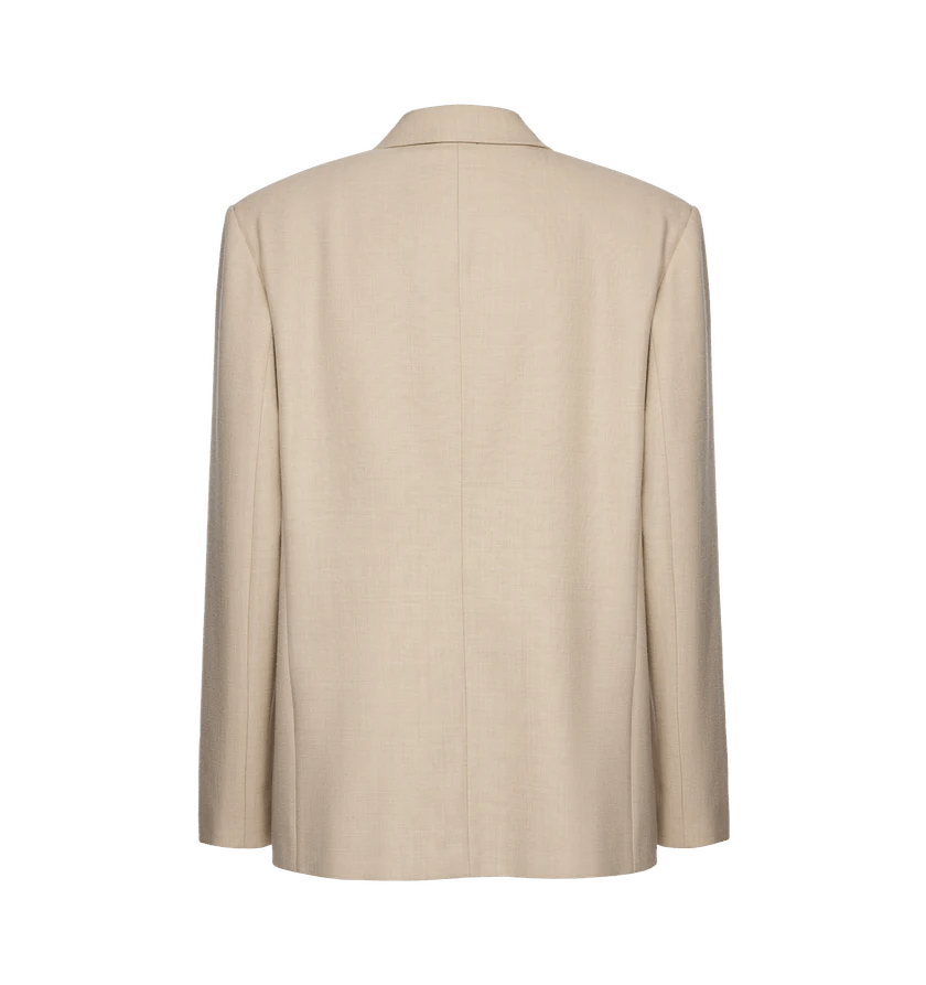 o1h1sh11225 Wool Crossover Blazer in Beige