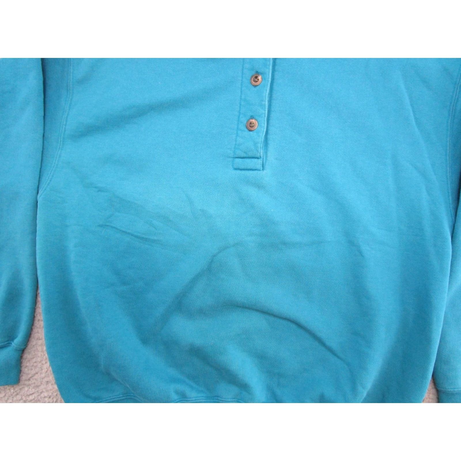 Lands' End VTG Lands End WOMEN'S Blue Henley Polo Collared Sweatshirt L USA Made Read Size L / US 10 / IT 46 - 2 Thumbnail