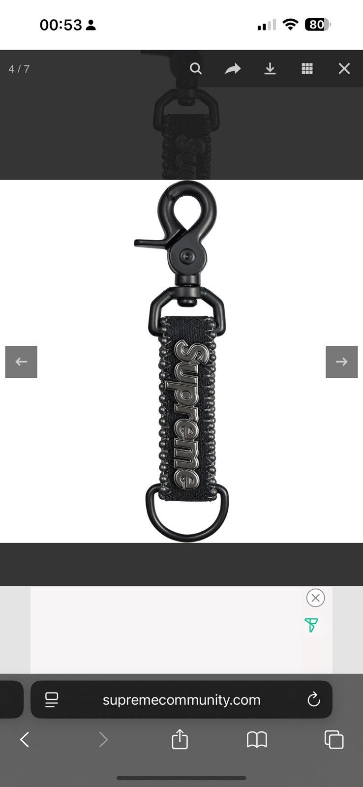 B.B. Simon × Supreme Supreme x bb Simon BLACK denim keychain