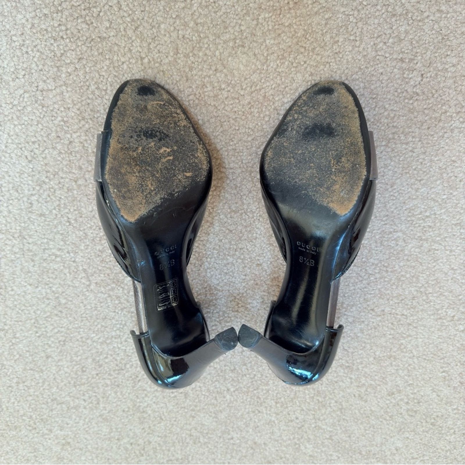 Gucci Gucci Gunmetal Silver Gray Leather D'Orsay Peeptoe Heels 8.5 Size US 8.5 / IT 38.5 - 5 Thumbnail