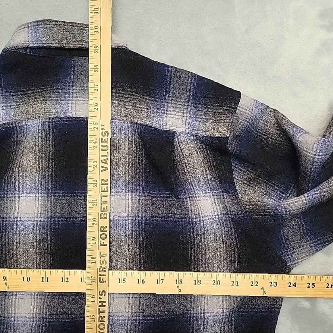 Vintage VINTAGE Woolrich Shirt Mens L Blue Black Shadow Plaid 100% Wool Board Flap Pocket Button-Up Collared Long Sleeve Casual Mens Size US L / EU 52-54 / 3 - 6 Thumbnail