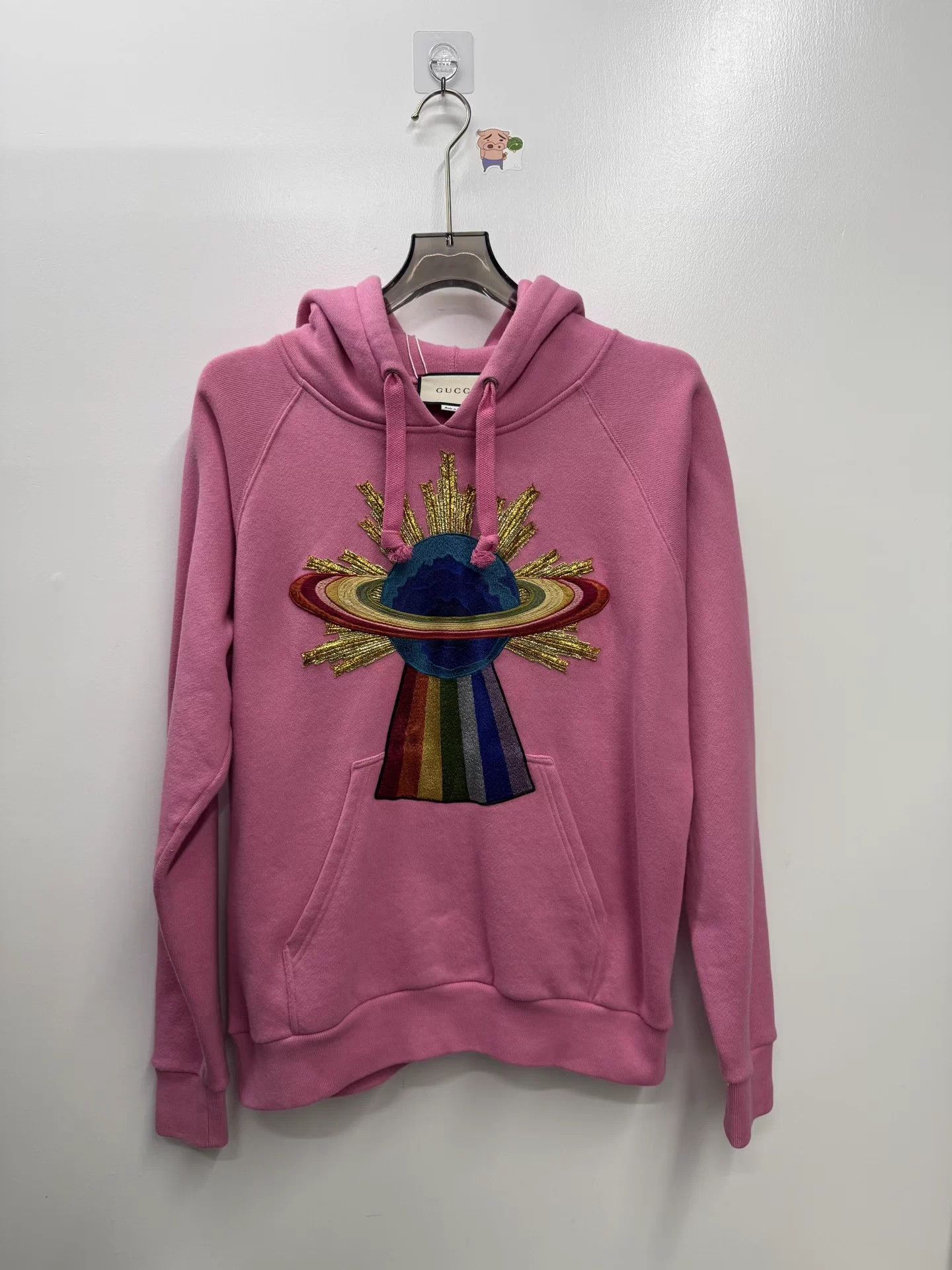 Gucci Gucci Planet Heavy Embroidery Pink Hoodie S Size S / US 4 / IT 40 - 1 Thumbnail