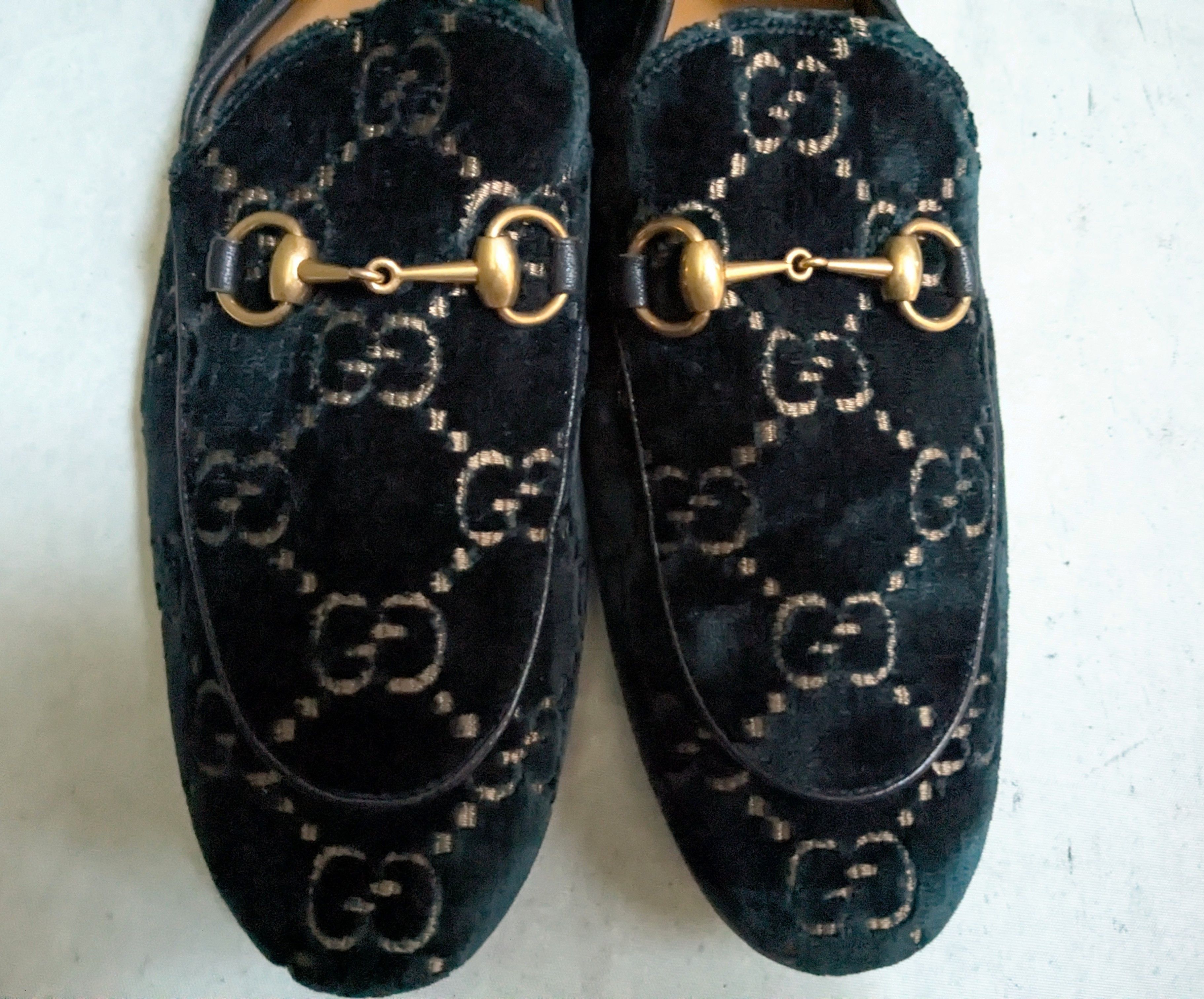 Gucci Gucci Horsebit Loafers Blue Velvet Monogram Logo 10.5 Size US 10.5 / EU 43-44 - 3 Thumbnail