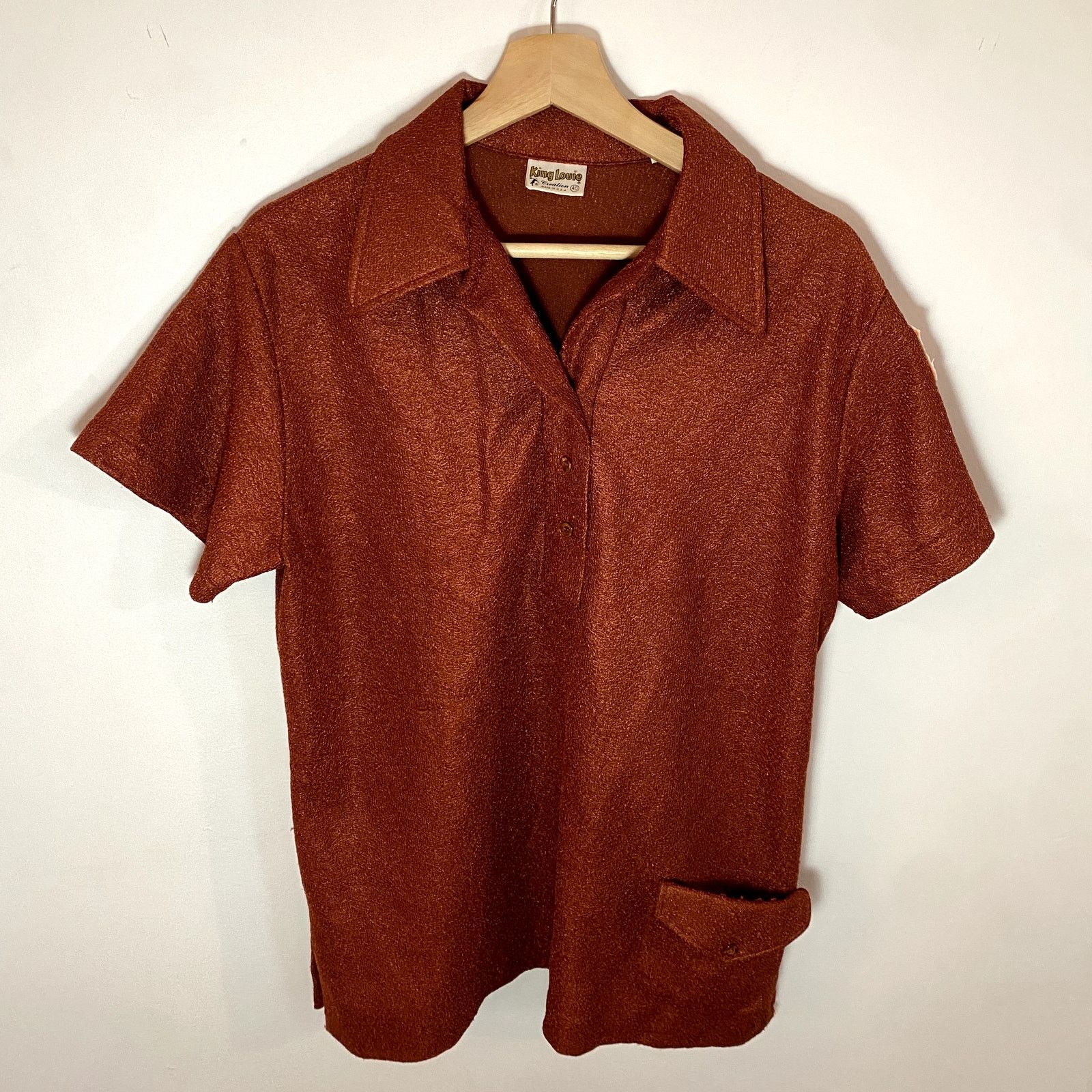 Vintage Vintage 70s King Louie Bowling Shirt Burnt Orange Sparkle Size US M / EU 48-50 / 2 - 2 Thumbnail