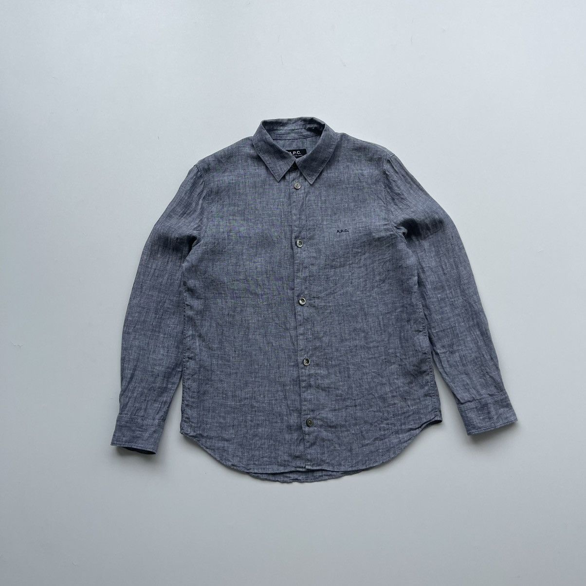 A.P.C. × Designer A.P.C. Paris Women’s Linen Button Ups Shirt Blue Rare Size XS / US 0-2 / IT 36-38 - 1 Thumbnail