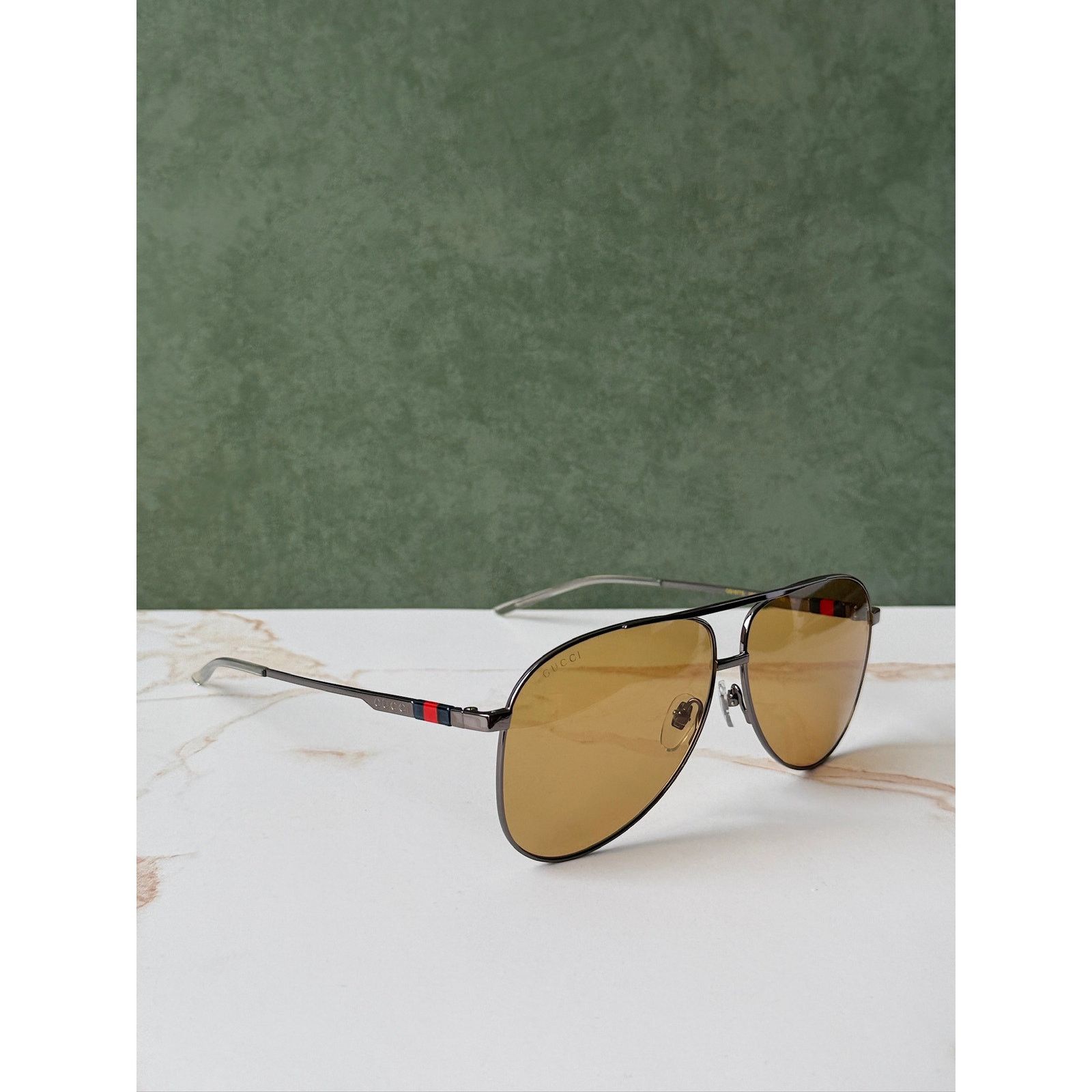 Gucci NEW Gucci GG1677S Silver Yellow Tint Lens Aviator Sunglasses Size ONE SIZE - 5 Thumbnail