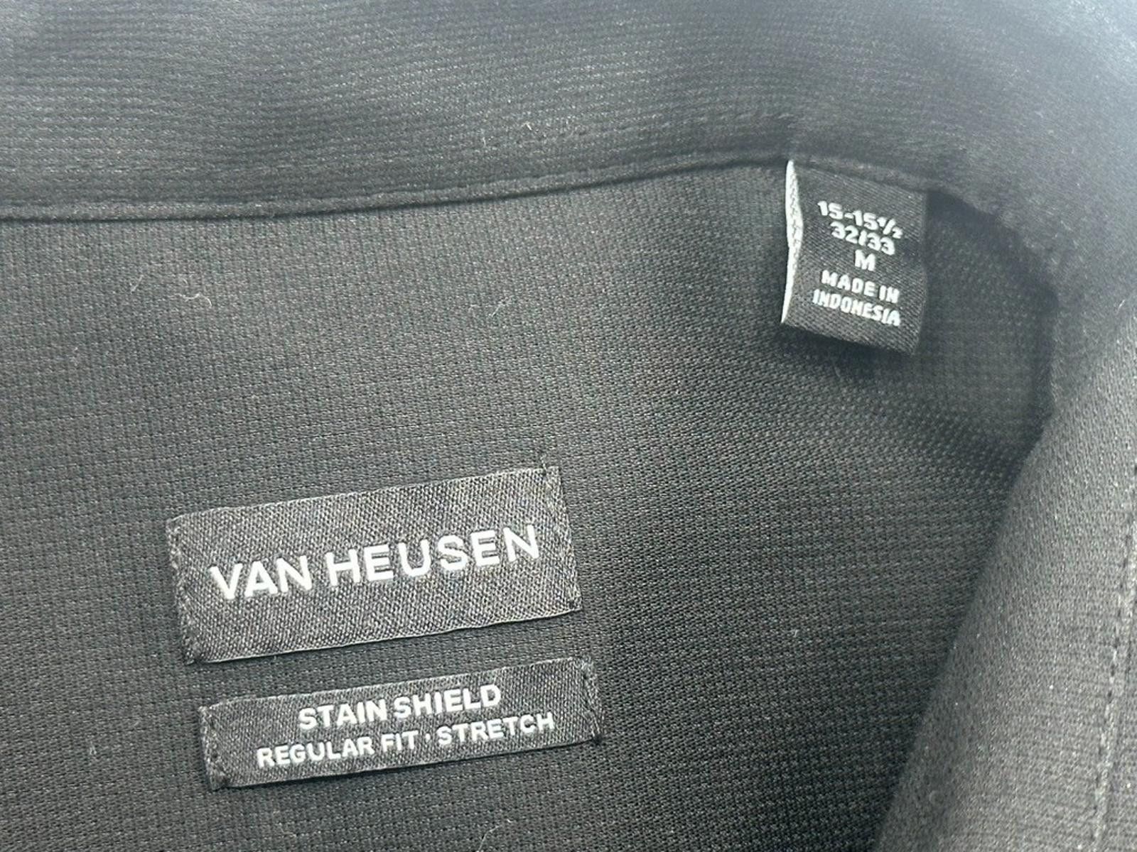 Van Heusen Van Heusen Stain Shield Regular Fit Stretch Shirt Black M Size 38R - 3 Thumbnail