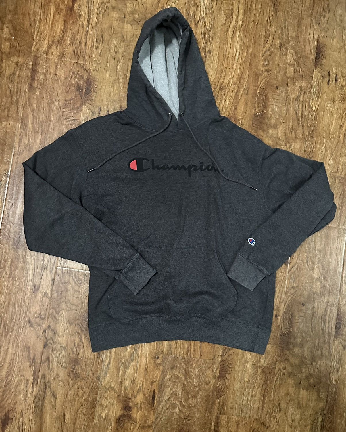 Champion Large Dark Grey Champion Hoodie Grailed