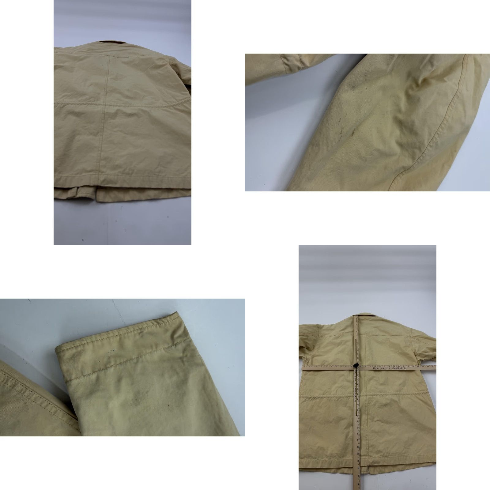 Faconnable Faconnable Jeans Coat Mens Large Beige Cotton Canvas Field Military Jacket Size US 33 - 8 Thumbnail