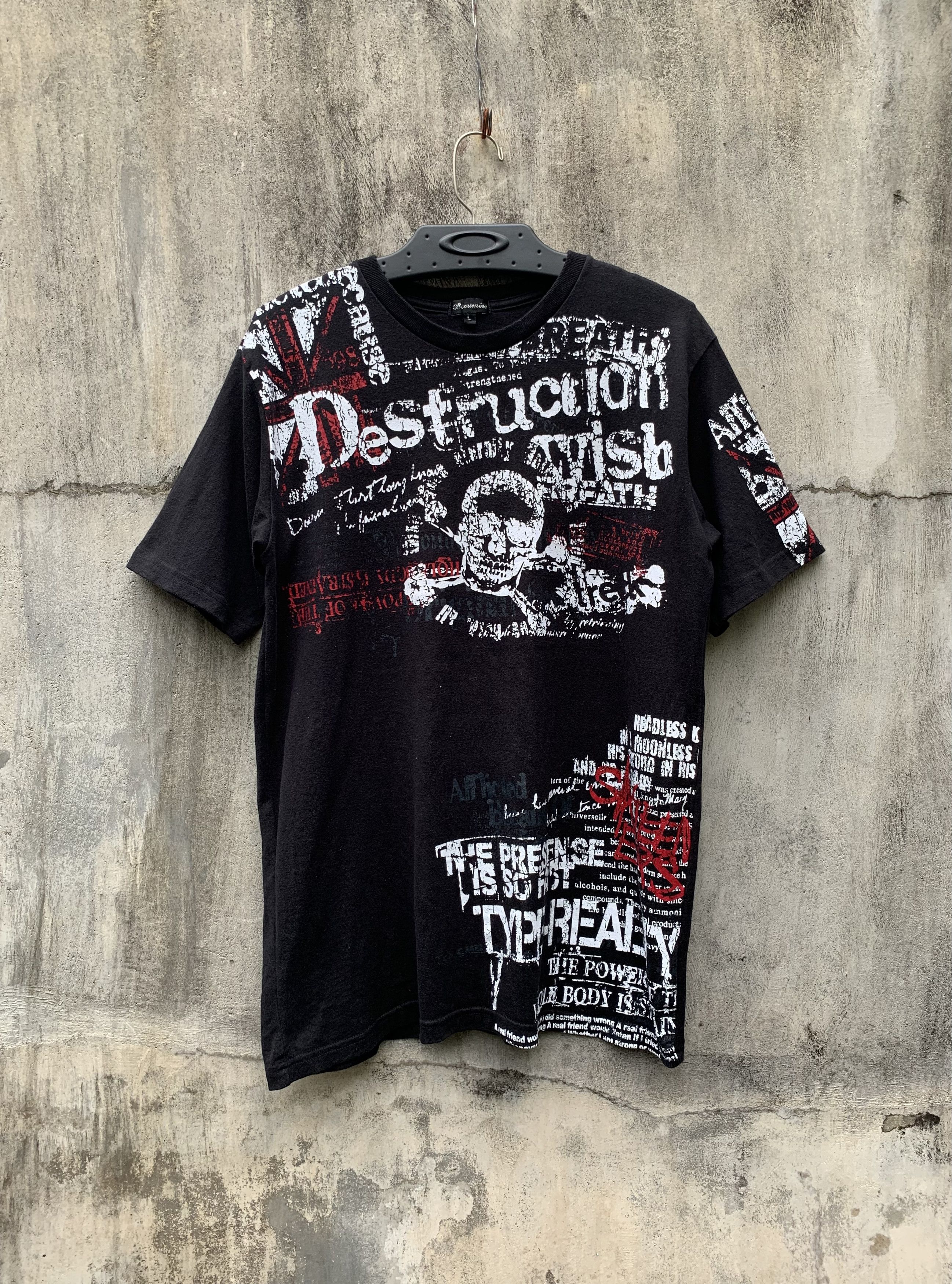 Beaumere y2k Beaumere Japan Skull City Poem Black Tee Size US L / EU 52-54 / 3 - 1 Thumbnail
