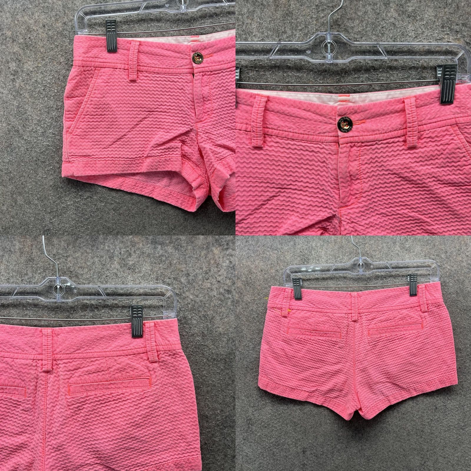 Lilly Pulitzer VINTAGE Lilly Pulitzer Shorts Womens 2 Walsh Seersucker Chino Pink Casual Summer Womens Size 26" / US 2 / IT 38 - 8 Thumbnail