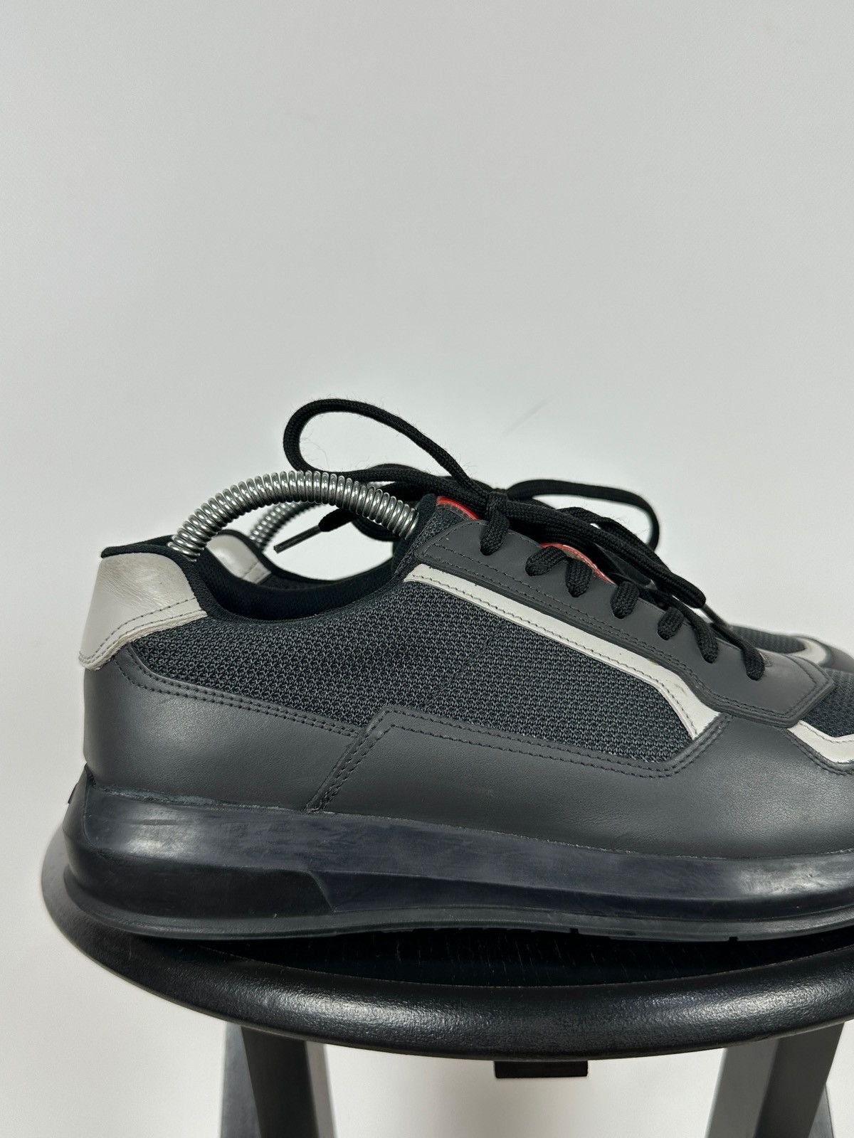 Prada Prada Grey Leather Red Tab Sneakers Size US 6.5 / EU 39-40 - 14 Thumbnail