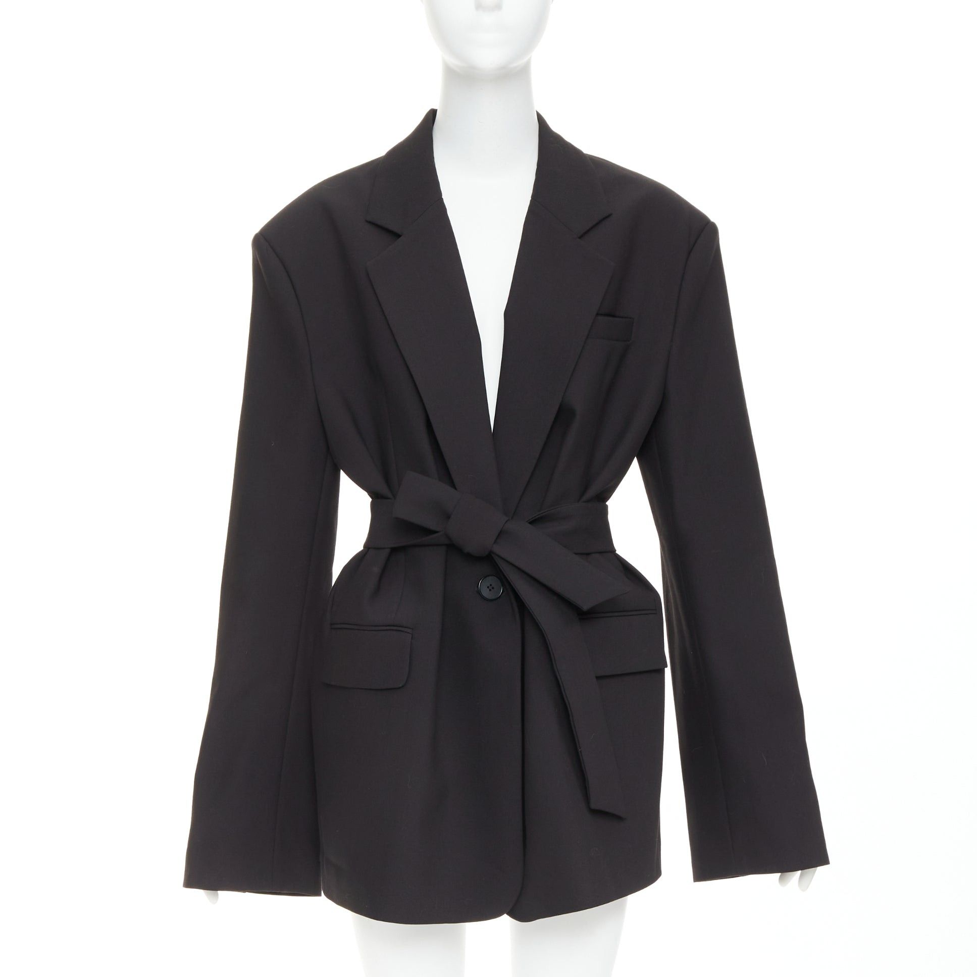 Other BAZILICA black cotton blend flap pocket belted oversized singled breasted blazer Size S / US 4 / IT 40 - 1 Thumbnail