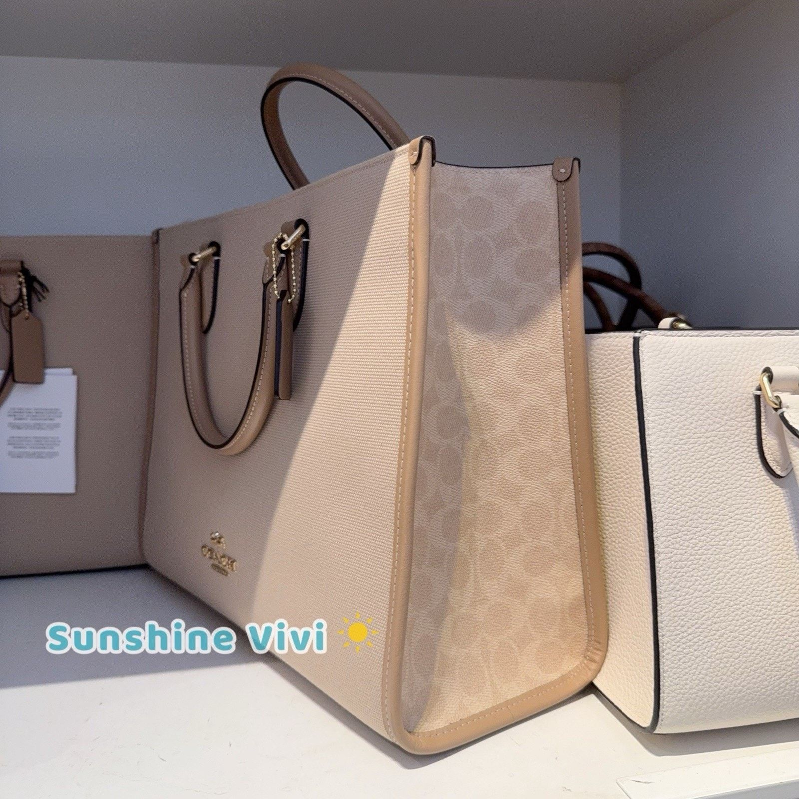 Coach NWT Coach Maggie Tote Bag Colorblock Dark Natural CAK59 Size ONE SIZE - 2 Thumbnail