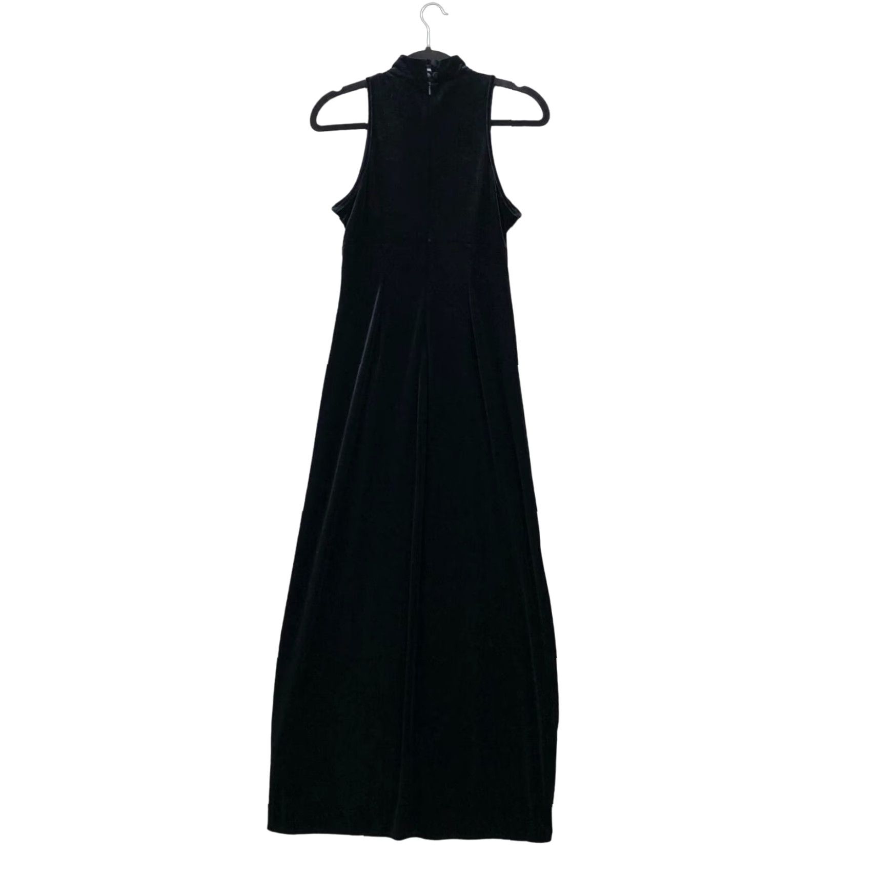 Velvet VINTAGE Papell Black Velvet Maxi Dress 8P A-Line Formal Party Sleeveless Evening Womens 8P Black Maxi Velvet Dress Papell Night Party Gothic Look Size M / US 6-8 / IT 42-44 - 2 Thumbnail