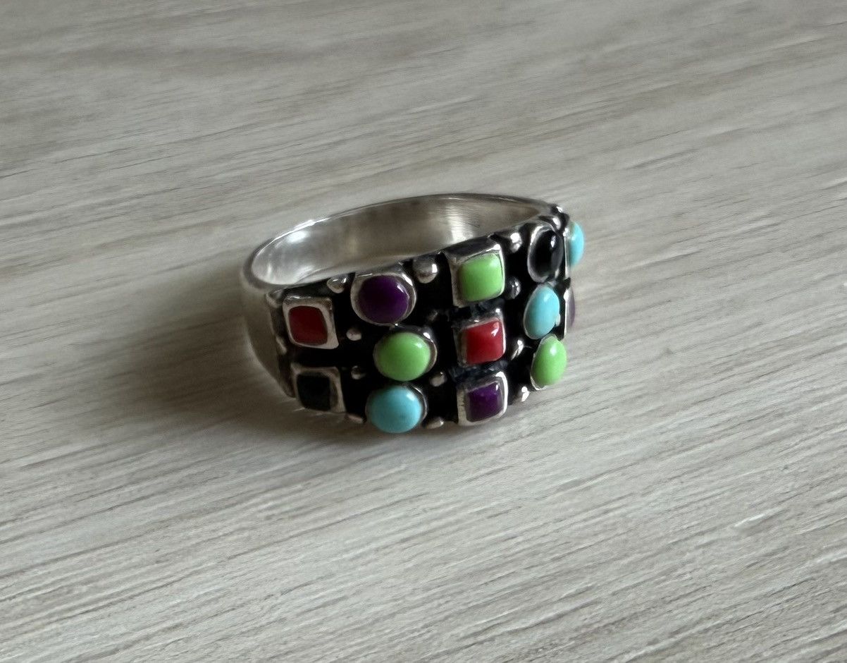 Vintage Vintage Sterling Silver Multi-Gem Ring Sz 7.25 Size ONE SIZE - 1 Thumbnail
