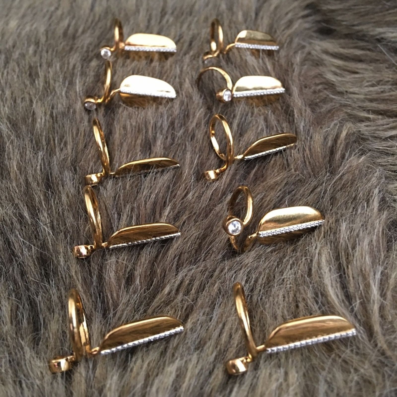 Jewelry Set of 10 925 SS inlaid cz nail fingertip rings Size ONE SIZE - 15 Thumbnail