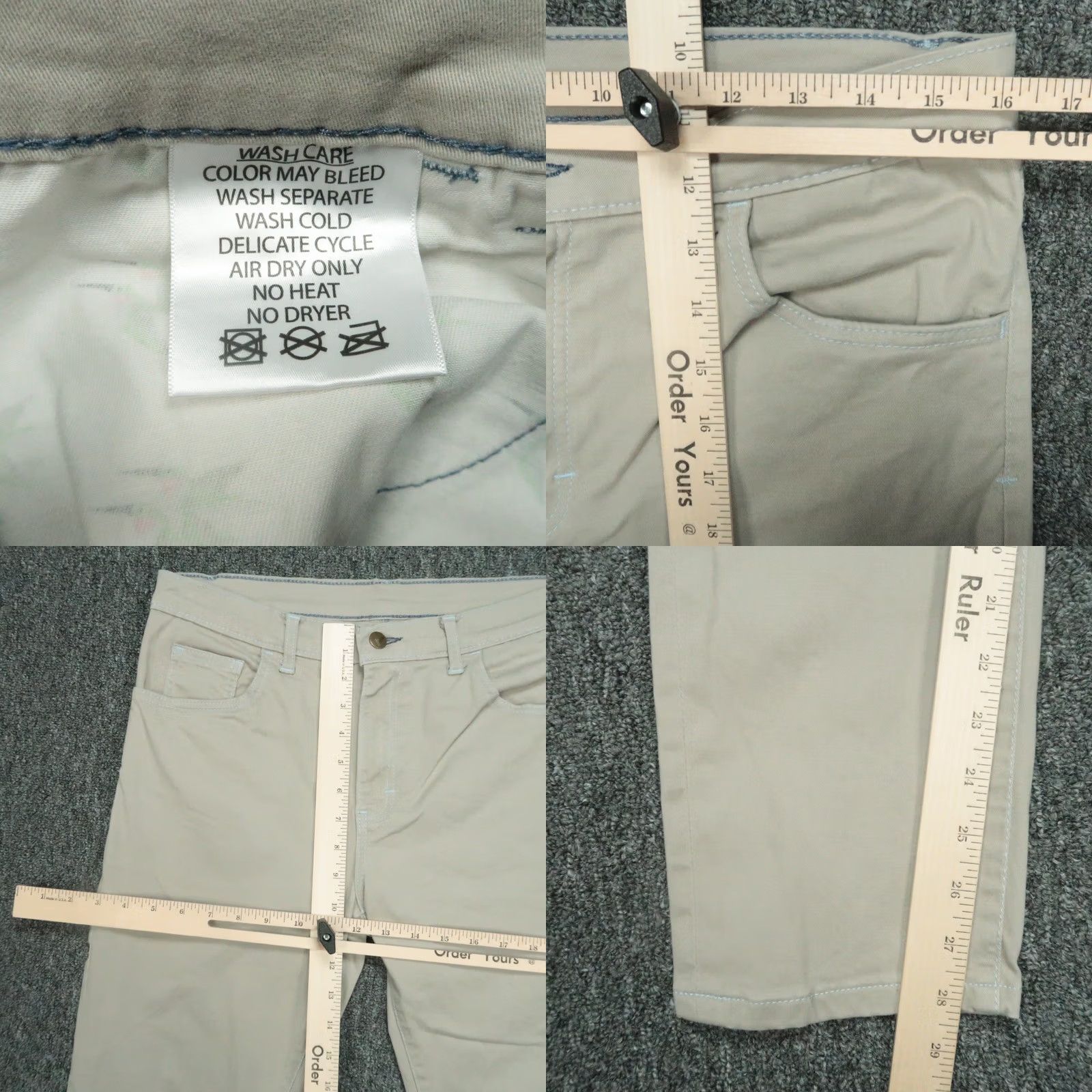Delta Blue Delta Pants Men 32x29 Khaki Stone 5 Pocket Stretch Chino Cotton Flat Front Regular Inseam 29 Mens Size US 32 / EU 48 - 8 Thumbnail