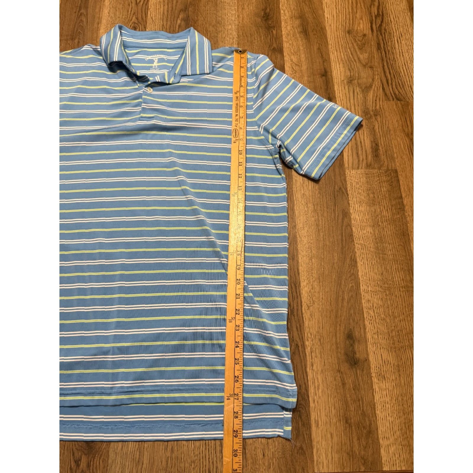 Vintage Fairway & Greene Tech Shirt Polo Shirt Men M Green Blue White Striped Polo Shirt Size US M / EU 48-50 / 2 - 7 Thumbnail