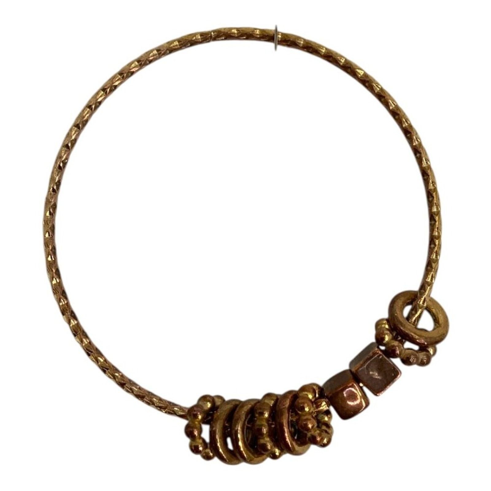 Other Bronze Tone Beaded Bangle Bracelet Size ONE SIZE - 1 Thumbnail