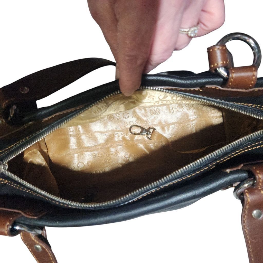 Bosca Bosca Leather Handbag Black and Brown Purse Bag Size ONE SIZE - 12 Thumbnail