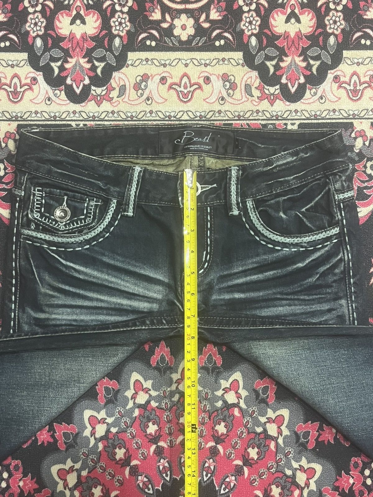 Tornado Mart Y2K Japan Beast Harajuku Style Heavy Honeycomb Dark Rip Jean Size 30" / US 8 / IT 44 - 14 Thumbnail