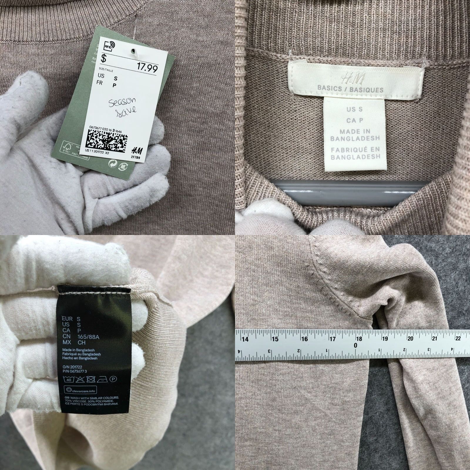 H&M VINTAGE H&M Women’s Sweater Turtleneck Pullover Knit Relaxed Fit S Beige Casual 90s Size S / US 4 / IT 40 - 8 Thumbnail