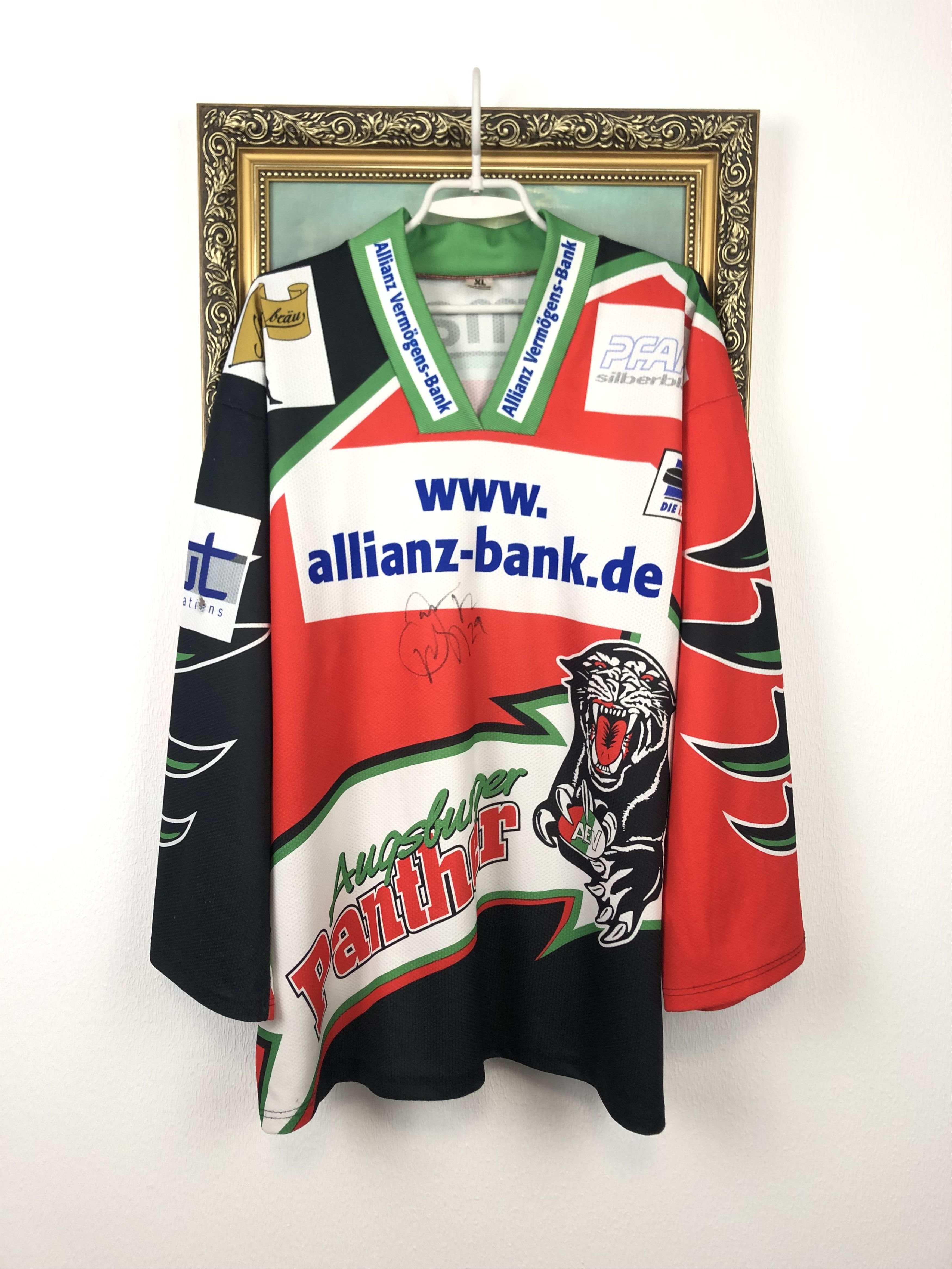 image of Vintage Augsburger Panther Worn Jersey Signed 25 Larsson, Men's (Size XL)