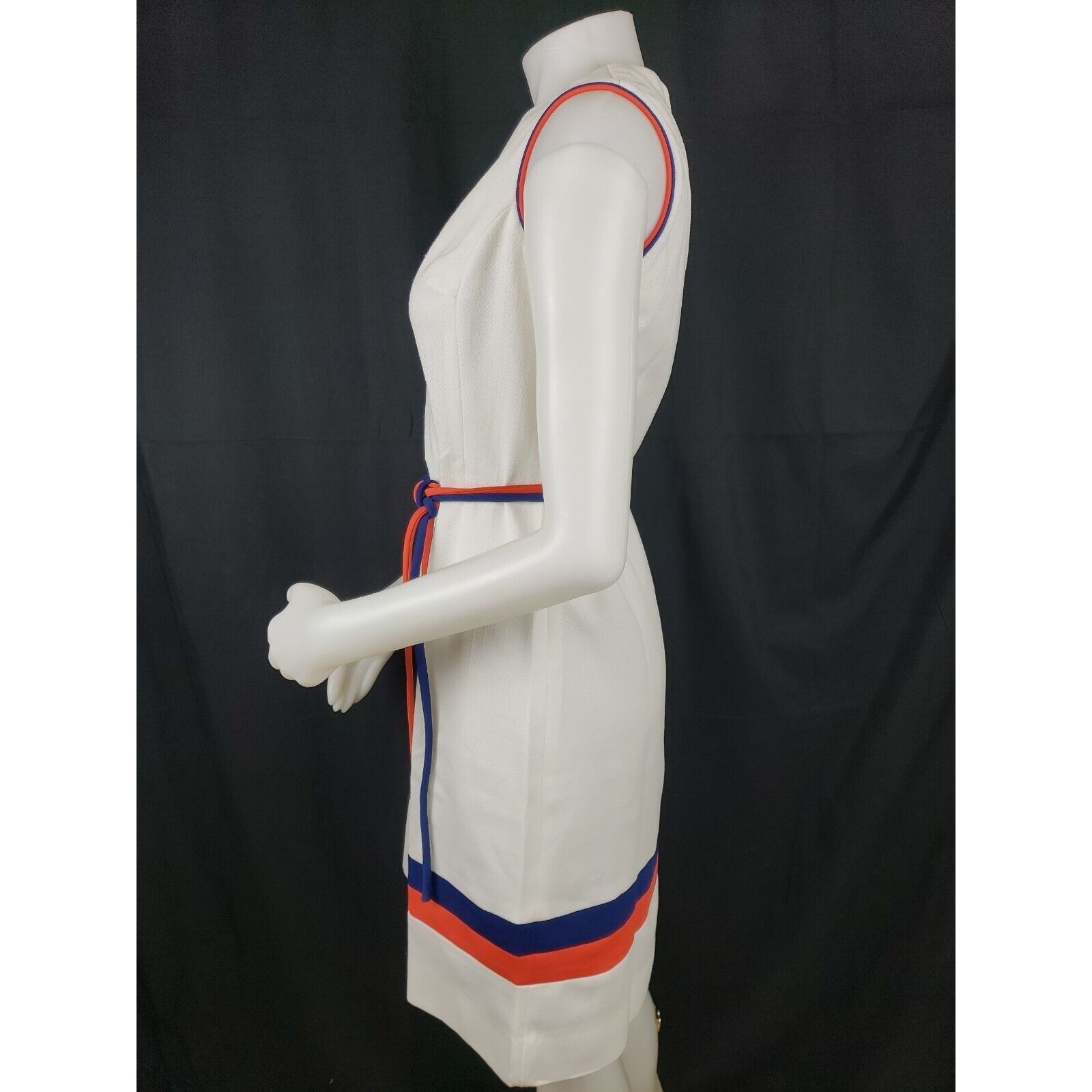 Vintage 60s Belted Knit Dress Sz 10 Sleeveless Hob Nobber Stewardess Size S / US 4 / IT 40 - 6 Thumbnail