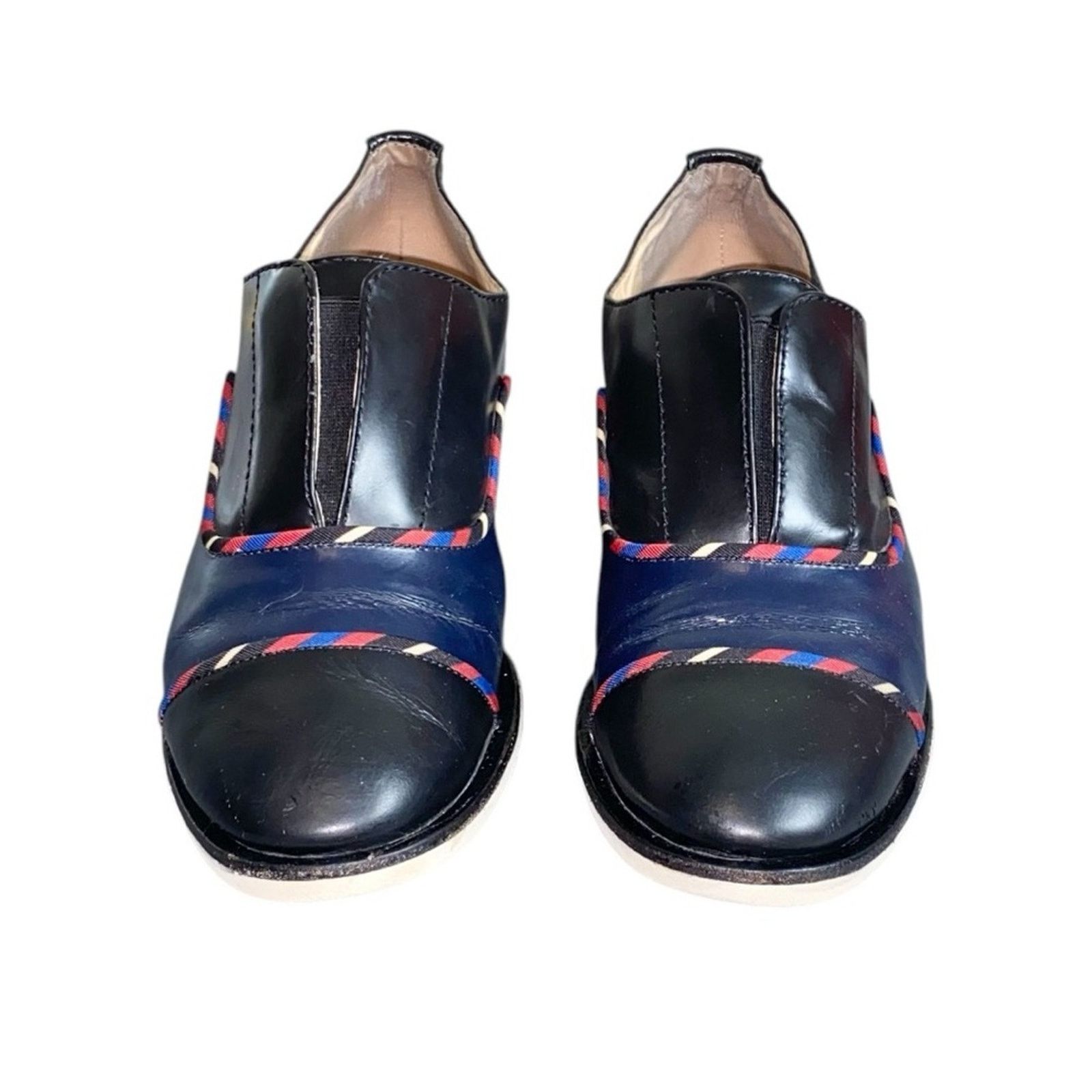 Tory Burch Tory Burch Black/Navy Leather Oxford Kitten Block Heel Shoes Size US 9 / IT 39 - 5 Thumbnail