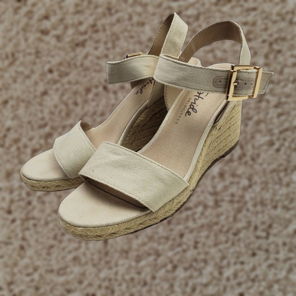 Vintage VINTAGE LifeStride Womens Wedge Sandals Espadrille Open Toe Brown Adjustable Strap 9.5US Size US 6.5 / IT 36.5 - 1 Thumbnail
