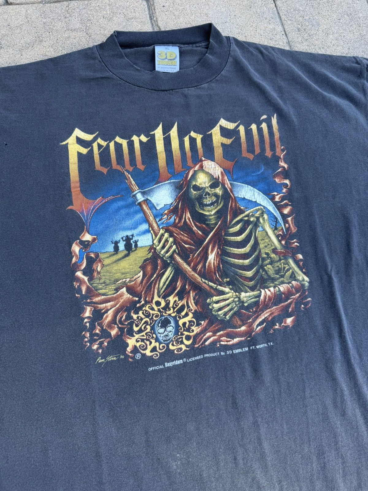 Vintage VTG Easyriders 3D Emblem “Fear No Evil” Grim Reaper Tee Size US XL / EU 56 / 4 - 2 Thumbnail