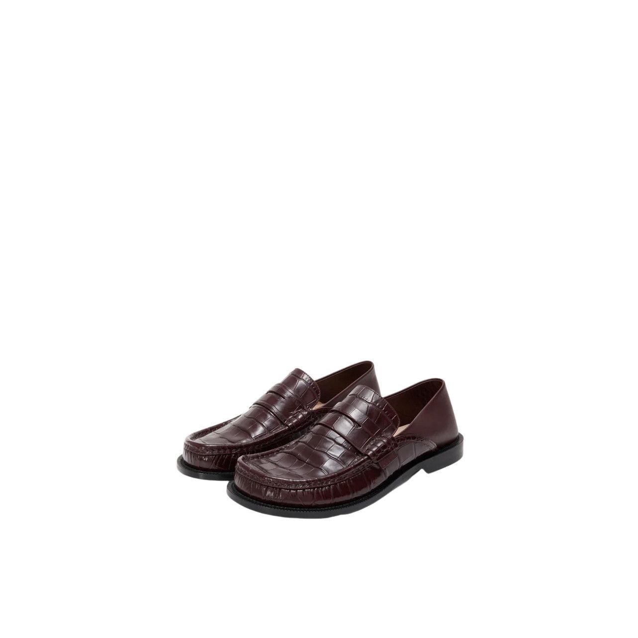 LOEWE Campo $1200 Burgundy Leather Loafers New & Authentic (