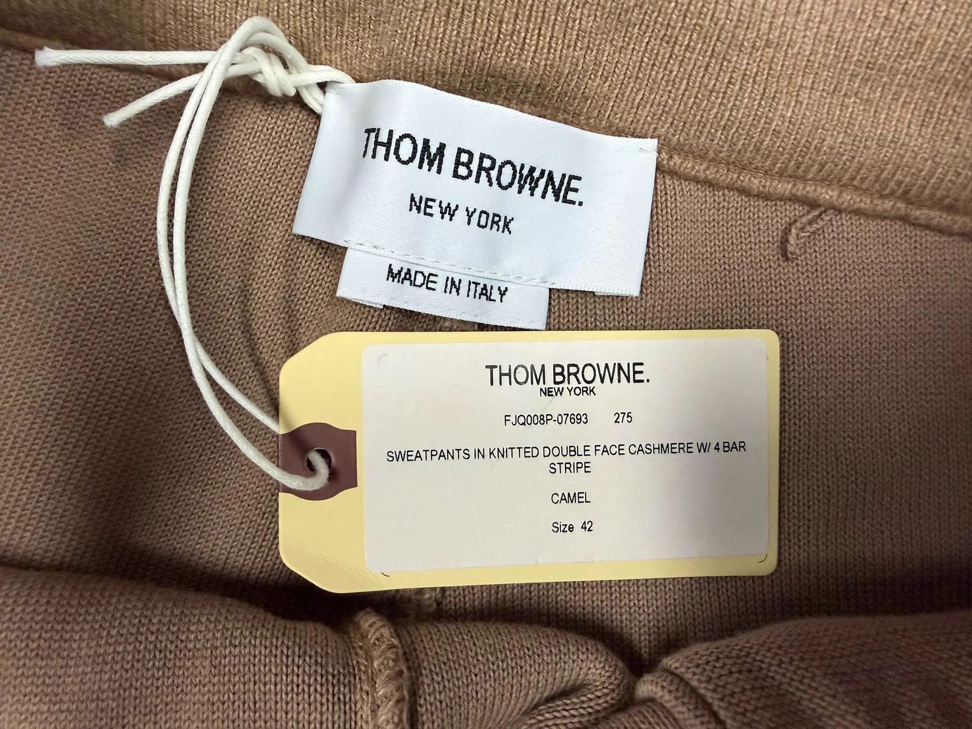 Thom Browne Thom Browne Women's Rare Oatmeal Cashmere Track Pants Size42 Size 28" / US 6 / IT 42 - 4 Thumbnail