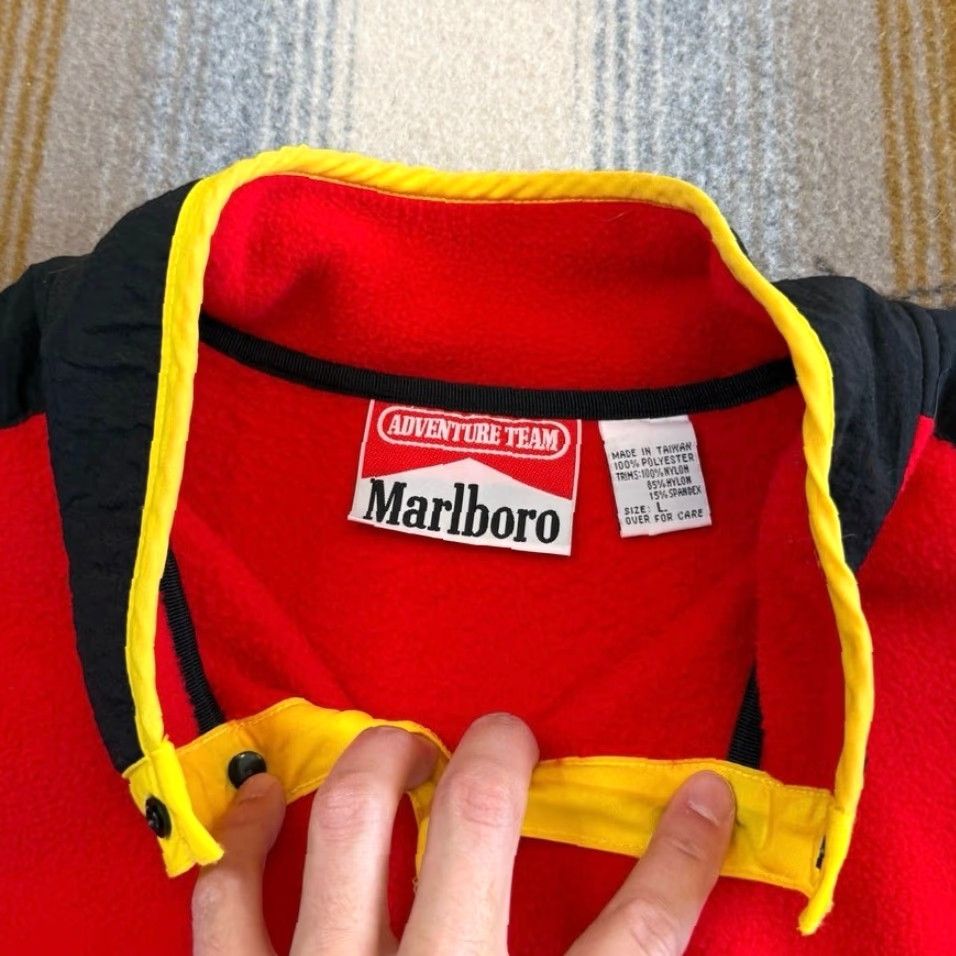 Marlboro VINTAGE Marlboro Adventure Team Fleece Jacket Men’s Large Red Snap Closure 90s Size US L / EU 52-54 / 3 - 3 Thumbnail