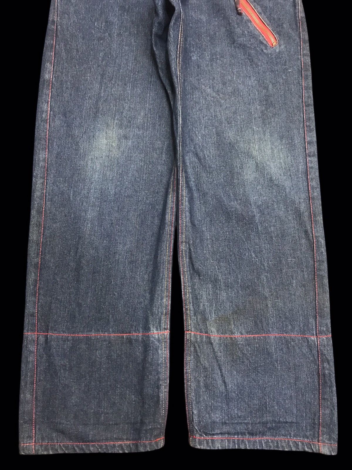 Japanese Brand 💥DENIM ART💥STONE HEAD Zipper Tartan Leg Denim F154 Size US 35 - 5 Thumbnail