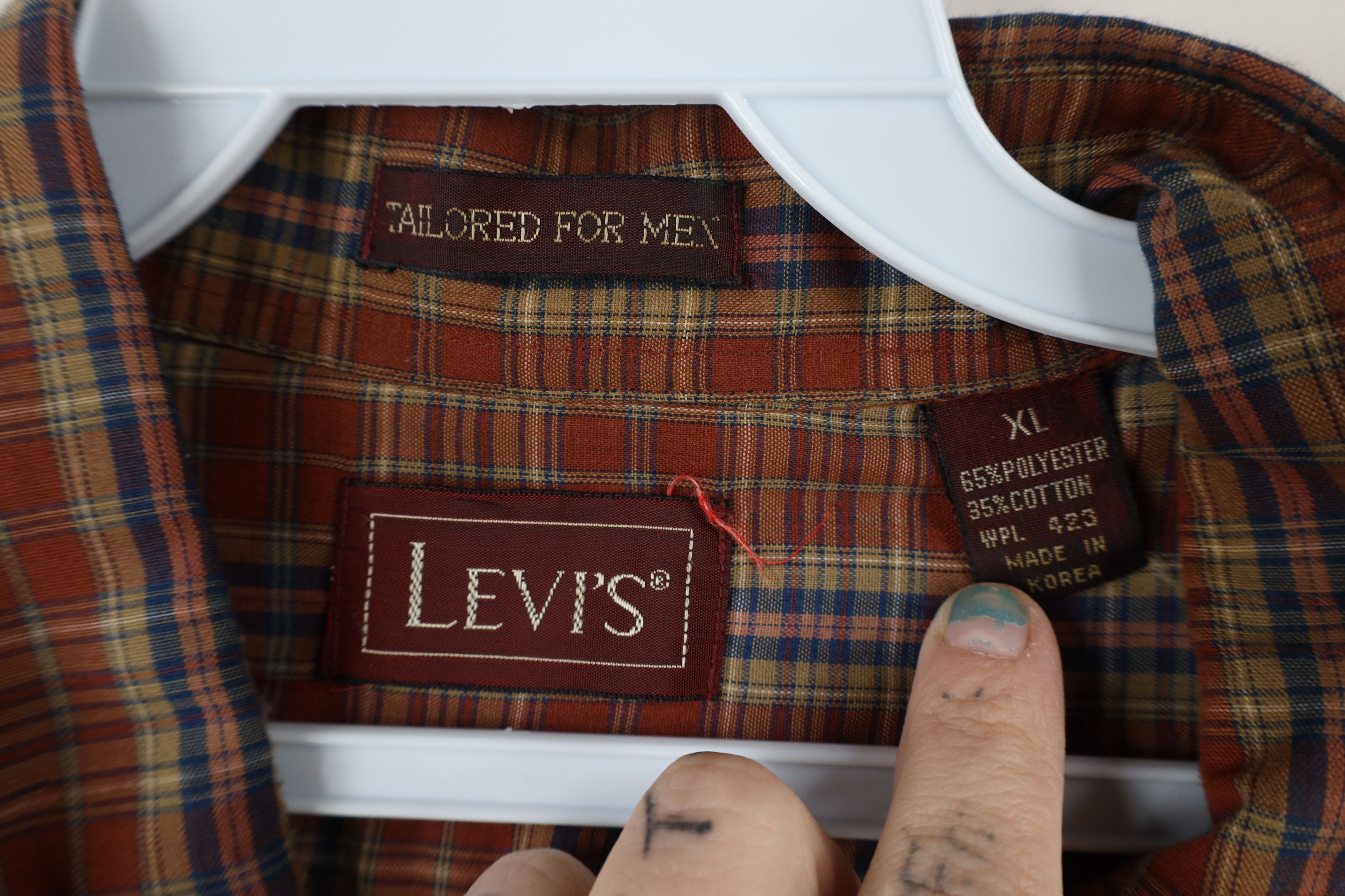 Levi's × Vintage Vintage 80s Levis Fit Collared Button Down Shirt Plaid Size US XL / EU 56 / 4 - 8 Thumbnail