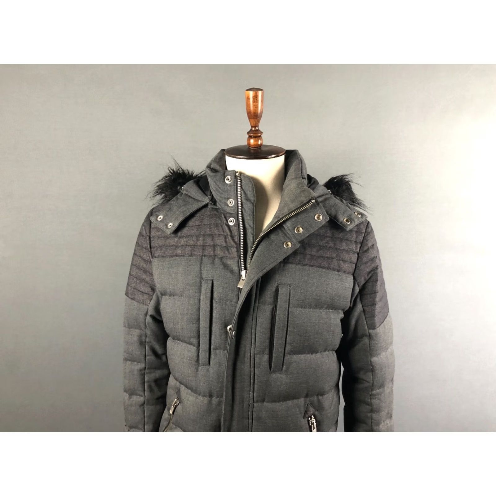 The Kooples The Kooples Sport Jacket Mens Full Zip Quilted Down Wool Hooded M Gray Size US M / EU 48-50 / 2 - 7 Thumbnail