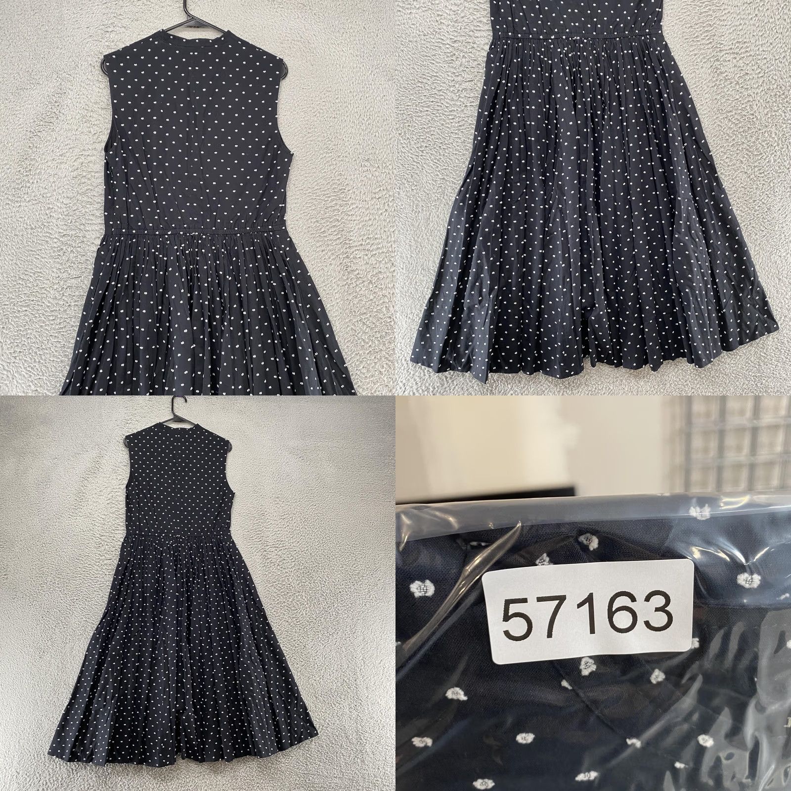 Vintage J. Peterman Dress Womens Black Midi Fit Flare High Neck Polka Dot Cotton 8 Size M / US 6-8 / IT 42-44 - 8 Thumbnail