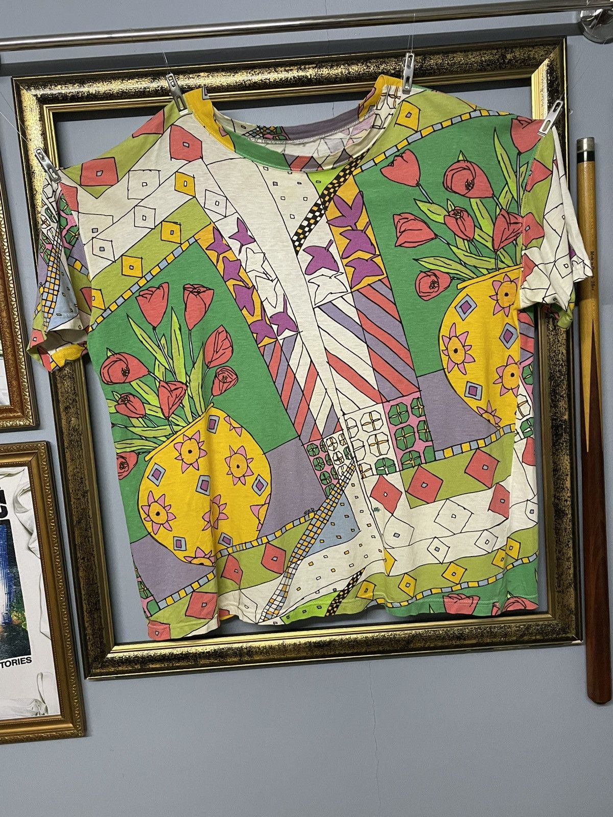 Japanese Brand Vintage 1990s Japan Designer KD Art Flower FullPrint Tshirt Size US M / EU 48-50 / 2 - 2 Thumbnail