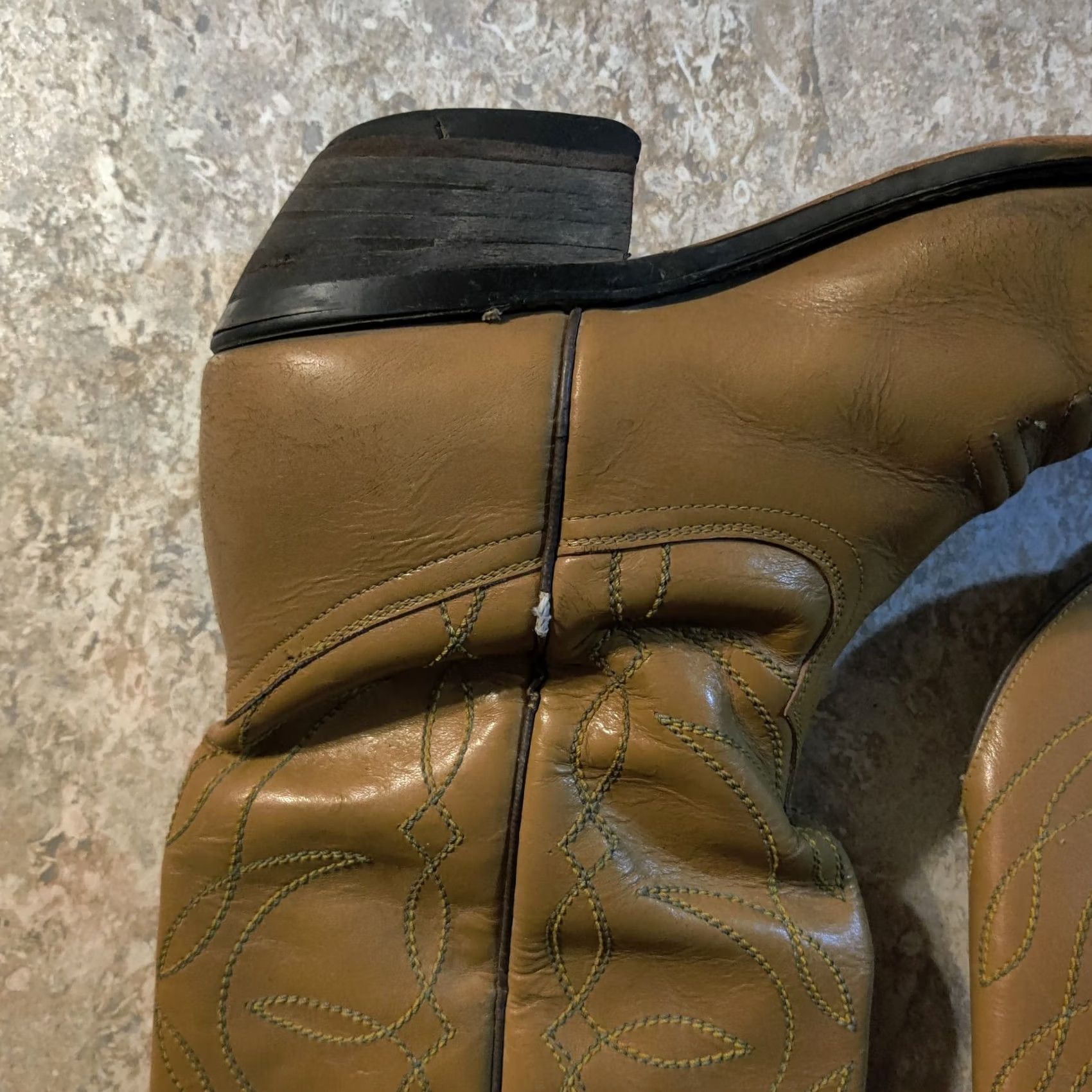 Vintage VINTAGE Destroyer Cowboy Boots Mens Size 8.5 Yellow Leather Western 1980s Boots Size US 9 / EU 42 - 6 Thumbnail