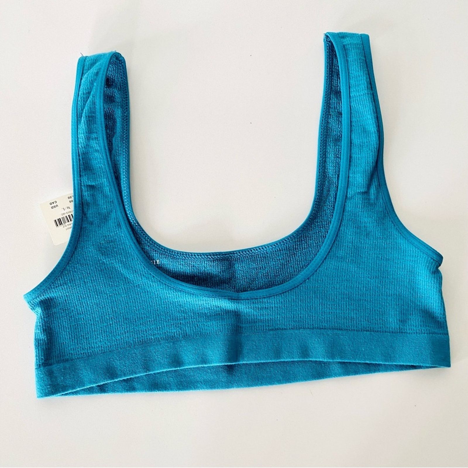 Anthropologie NEW ANTHROPOLOGIE. Blue Aqua Turquoise Ribbed Scoop Bralette Size M / US 6-8 / IT 42-44 - 1 Thumbnail