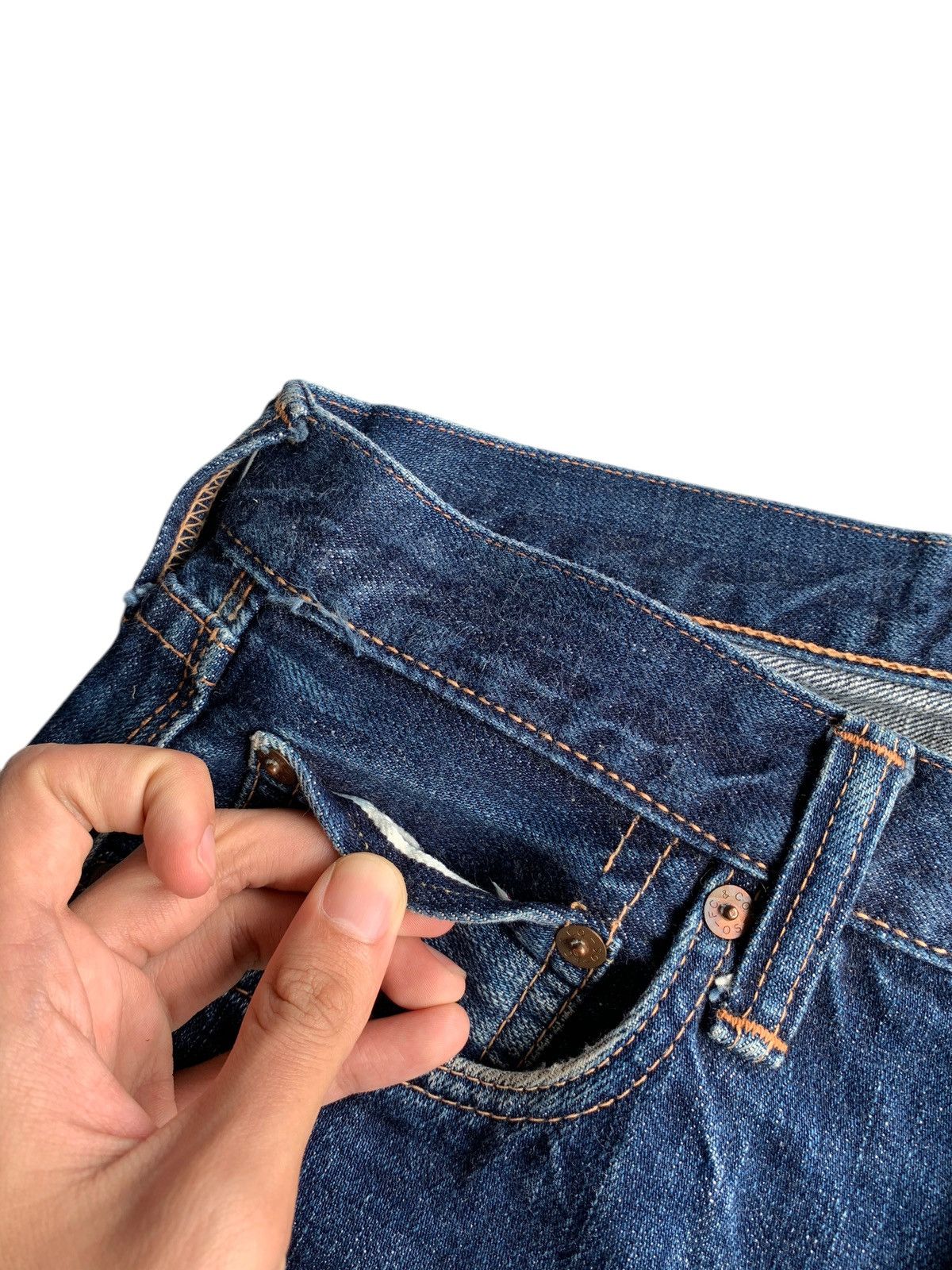 Full Count & Co. FULL COUNT SELVEDGE BUTTON FLY FADED DISTRESSED DENIM Size US 31 - 12 Thumbnail