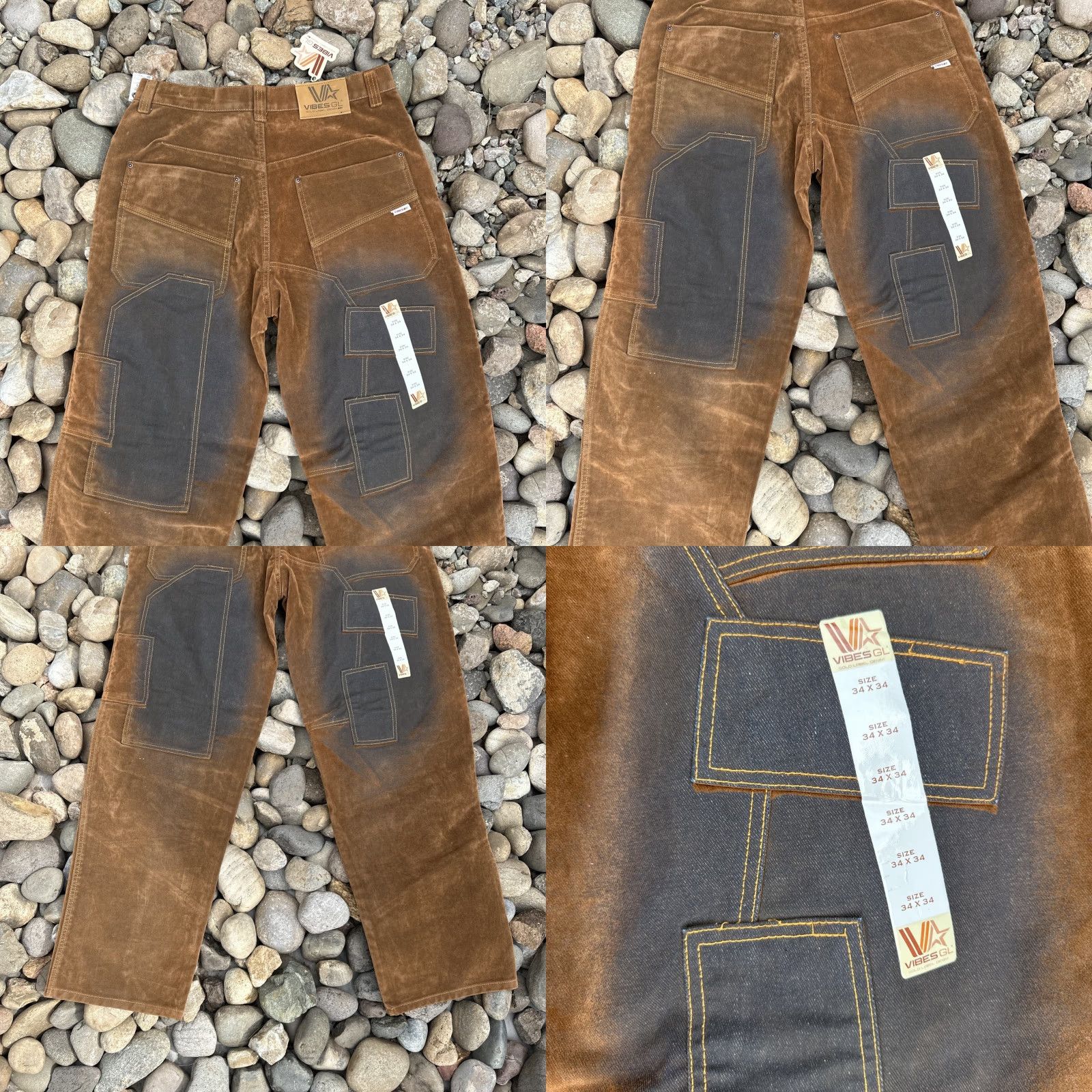 Vintage VINTAGE Vibes GL Gold Label Denim Jeans 90s Hip Hop Mens 32x32 Brown NWT Straight Shirt Size US 32 / EU 48 - 10 Thumbnail