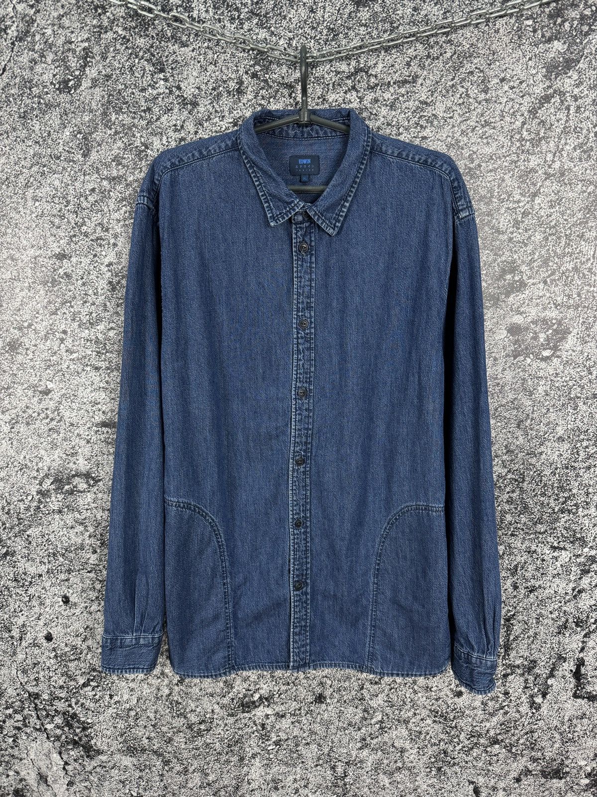 Edwin Men’s Edwin Indigo Long Sleeve Denim Shirt Button Up Size XL Size US XL / EU 56 / 4 - 1 Thumbnail