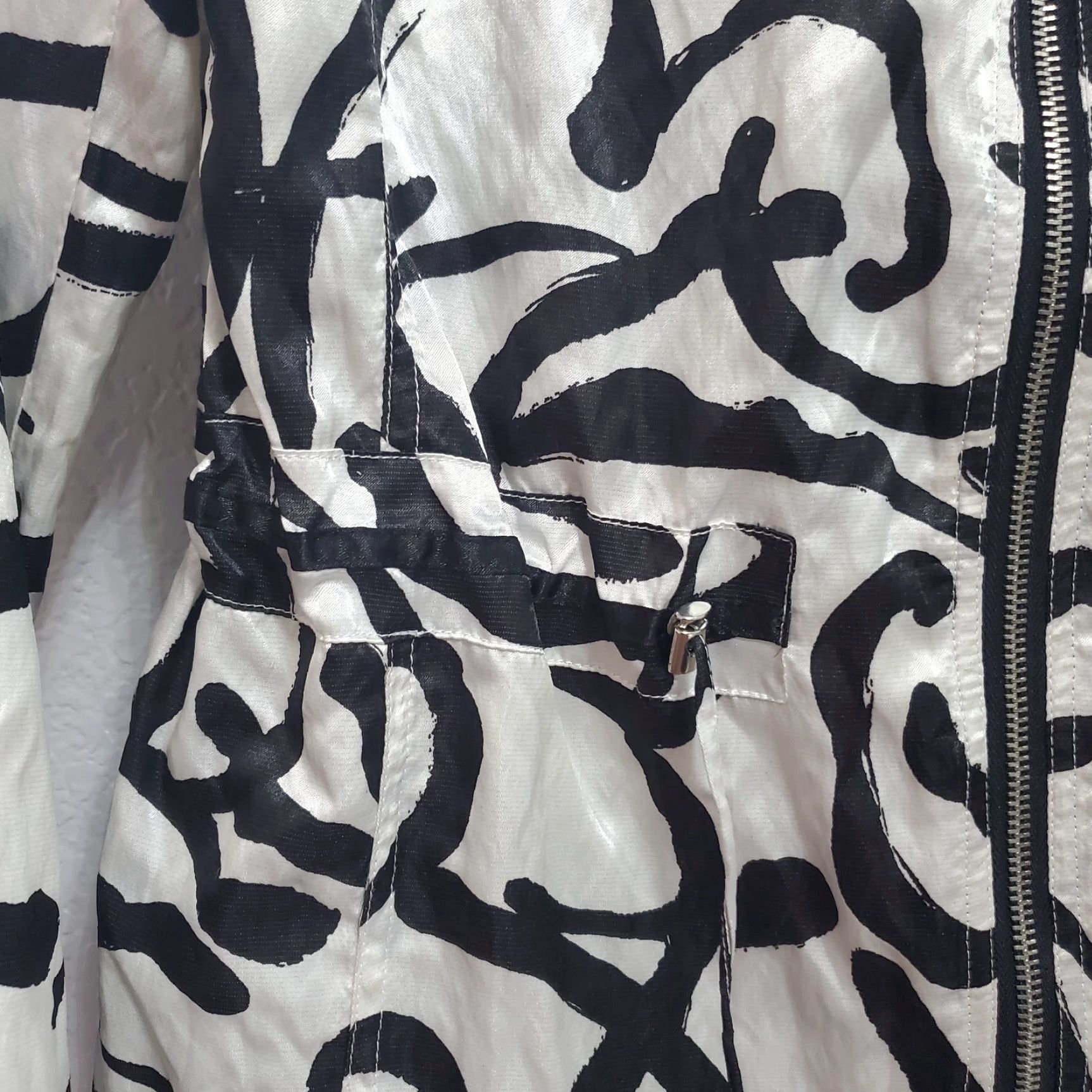 Vintage Chico's Jacket Women L White Black Abstract Print Full Zip Lightweight Artsy City 2 Large Regular Size L / US 10 / IT 46 - 6 Thumbnail