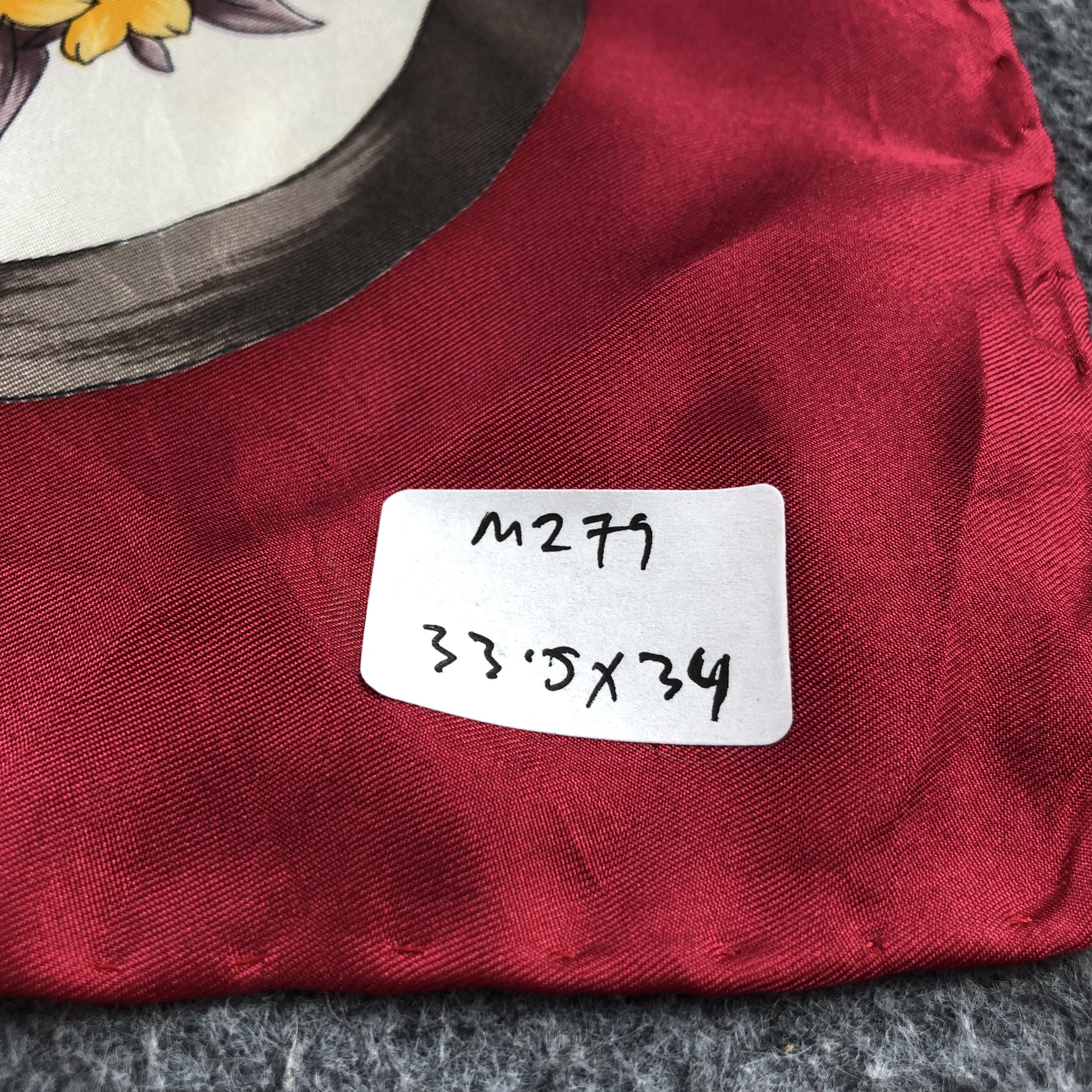 Japanese Brand Wakabayashi Japan 100% Silk Floral Scarf Red/White 34x34M279 Size ONE SIZE - 9 Thumbnail